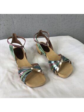 Jeffrey Campbell Sandals Womens Size 9 Multicolor Leather Strappy Ankle Strap
